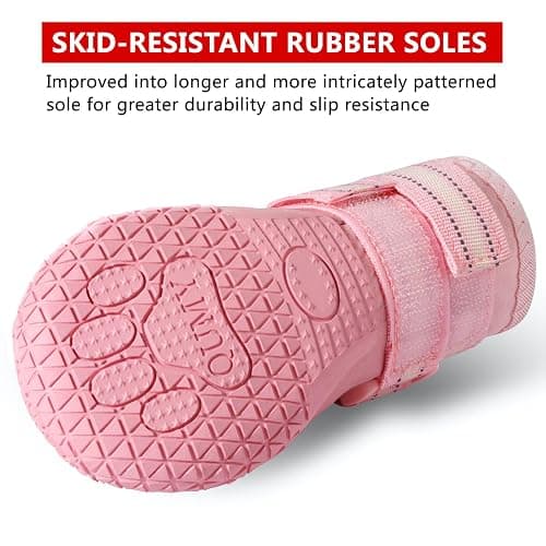 QUMY Dog Shoes for Large Dogs, Medium Dog Boots & Paw Protectors for Winter Snowy Day, Summer Hot Pavement, Water-Resistant in Rainy Weather, Outdoor Walking, Indoor Hardfloors Skid-Resistant Sole thumbnail 4