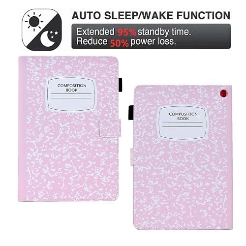 BYCeKe A16 Case for iPad 10th Generation 10.9 inch 2022,for iPad A16 11th Generation 11 Inch 2025,for Pad 10th Gen Cute PU Leather Cover&Pen Holder and Stand for Kids,Girl,Women,Pink Composition Book thumbnail 5