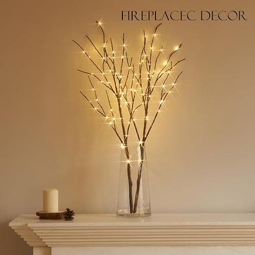 BAOLITVINE Lighted Willow Branches with Timer Battery Operated 100 LED Fairy Lights, Brown Twig Branches 32IN for Home Bedroom Fireplace Christmas Decoration Inside Outdoor thumbnail 5
