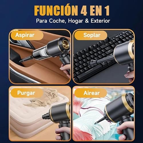 DiliDala Aspirador de Mano, 28000PA Aspiradora de Coche, 4 en 1 Aspirador Coche con Motor Sin Escobillas, 3 Niveles, Mini Aspiradora Sin Cable para Pelo de Mascotas, Coche, Hogar thumbnail 5