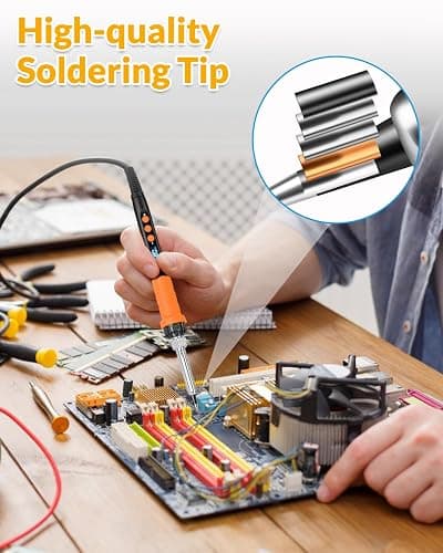 Soldering Iron Kit, 100W High Power Soldering Iron, Fast Heating, Digital Display Temperature Control Accurate 356°F-896°F, Portable Soldering Kit with Protective Cap, Automatic Sleep Mode thumbnail 2