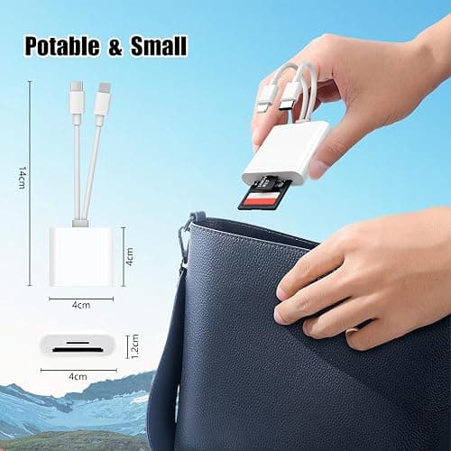 SD Card Reader for iPhone iPad, Lightning+USB C Memory Card Reader Adapter USB C SD Card Reader with Dual Slot MicroSD/SD USB OTG Adapter Camera Card Viewer, Plug and Play thumbnail 7
