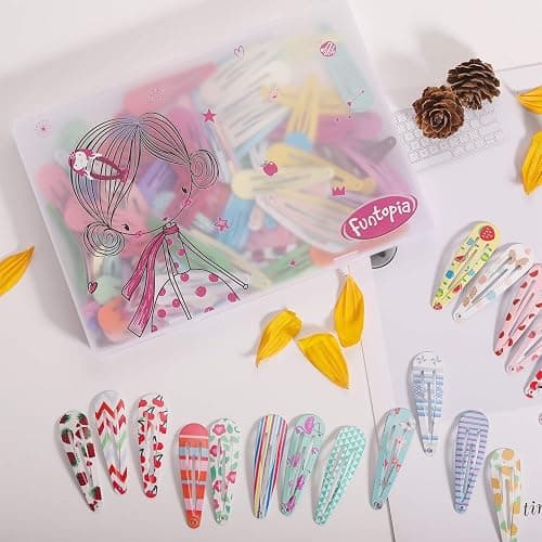 120 Pcs Funtopia 2 Inch Candy Color Barrettes and Non-Slip Metal Snap Hair Accessories for Kids, Teens, and Women (40 Assorted Colors) thumbnail 2