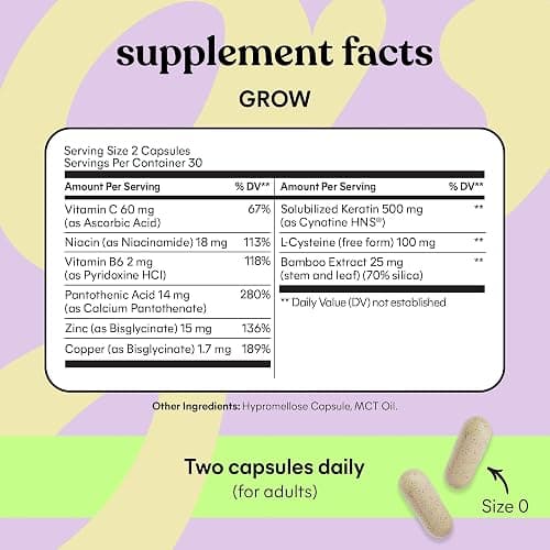 Lemme Grow Hair Growth Supplement for Women, Clinically Proven Keratin Complex for Visibly Thicker Hair and Scalp Coverage, Reduced Shedding, Nourish Thinning Hair - 1 Month Supply thumbnail 7