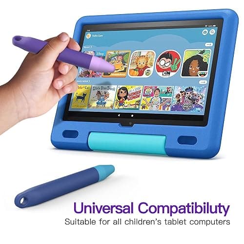 Kid-Friendly Pens for Touch Screens - 2 Pack of Purple and Blue Stylus Pens Compatible with Kindle, iPad, iPhone thumbnail 2