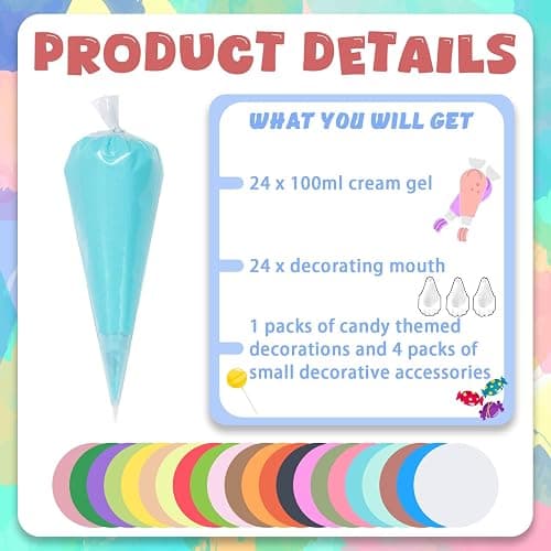 24PCS 100g Cream Kit Fake Whipped Cream Glue Clay Summer Craft DIY Decorations Rainbow Themed Cream DIY Making Art Craft Kit for Handmade Phone Case Mirror Jewelry Accessories thumbnail 2