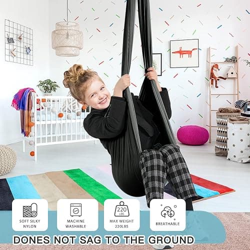 Therapy Swing for Kids with Special Needs (Hardware Included) Sensory Swing Cuddle Indoor Outdoor Adjustable Hammock for Children with Autism, ADHD, Aspergers, Sensory Integration thumbnail 3