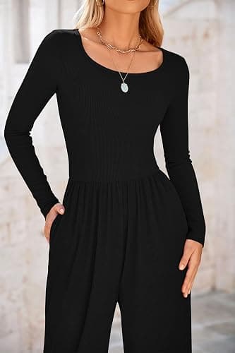 PRETTYGARDEN Womens Jumpsuits Dressy Casual Fall Fashion 2025 Trendy Long Sleeve Wide Leg Rompers Spring Work Office Outfits thumbnail 5