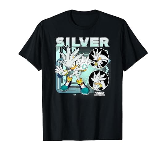 Sonic The Hedgehog Silver Multi Pose Poster T-Shirt - Image 1