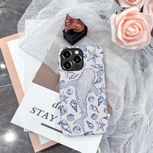 DAIZAG Case Compatible with iPhone 14 Pro,Fit Shockproof Cover for Women Girls,Blue Seashell Whale Shark Ocean thumbnail 4