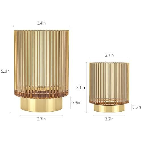 CANITORON Makeup Brush Holder,2 Pack Glass Makeup Brush Holder Organizer Store Cosmetic Tools,Eyeliner,Storage Organizer for Vanity,Bathroom and Bedroom Countertop Storage.(Amber S+L) thumbnail 3