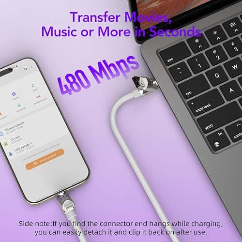 MFish 4-in-1 Universal USB Charging Cable with Carrying Case – 240W Max Fast Charger Cord, USB-A, Dual USB-C & Lighting, for iPhone 14/15/16/17 Series, iPad & MacBook and More (White, 6.6Ft) thumbnail 6
