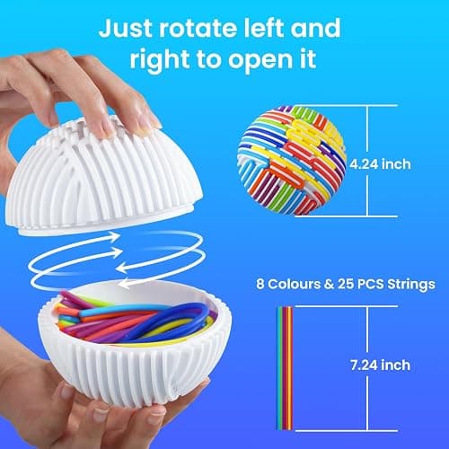 Keculf Upgraded 3D Sensory Activity Ball With 25 Strings, Diy Push Peel Sensory Activity Board, Sensory Fidget Toys for Autism Adhd Kids Adults Calming Stress, Travel-Friendly Toys Stress Relief Gifts thumbnail 2
