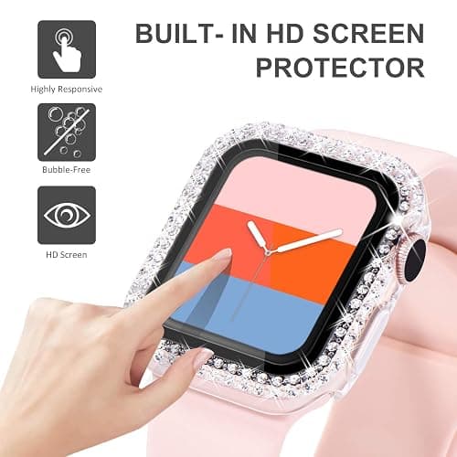 KADES Compatible for Bling Apple Watch Protective Case with Built-in Screen Protector for Apple Watch 41mm Series 9 Series 8 Series 7 (41mm, Clear) - Clear - 41mm (Series 9/8/7) thumbnail 4
