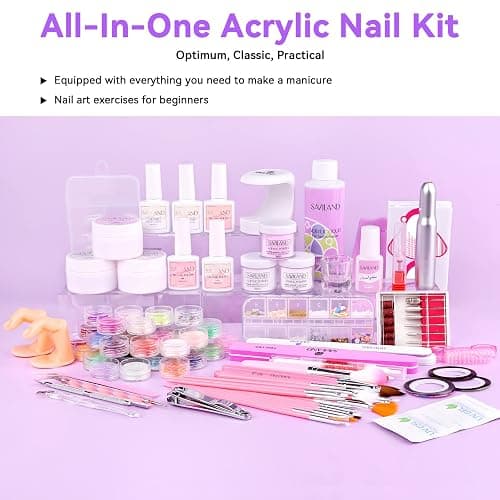 Saviland Acrylic Nail Kit with Drill – Nail Kit Acrylic Set for Nails Extension with Brush Gel Polish Builder Nail Gel Portable U V Light for Home DIY thumbnail 2