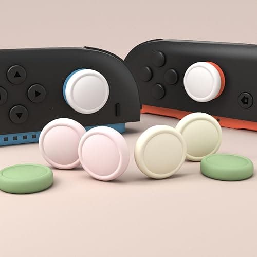 PlayVital Thumb Grips for Nintendo Switch 2, 8-Pack Silicone Joystick Caps for Joycon 2, Cute Accessories Comfort Thumbstick Grip Covers - White & Antique Yellow & Pink & Matcha Green thumbnail 4