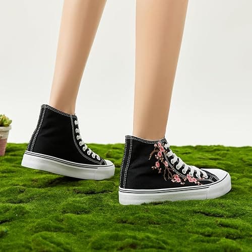 ZGR Womens High Top Canvas Sneakers,Lace-up Canvas Shoes,Casual Tennis Walking Shoes thumbnail 7