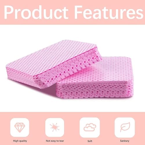 1500Pcs Lint Free Nail Wipes, Pink No Lint Nail Wipes for Gel Nails Lint Free Polish Remover Wipe Eyelash Extensions Glue Nails Cleaning Pads Supplies thumbnail 4