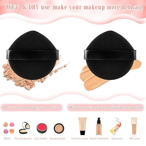 Meanplan 100 Pcs Powder Puff Face Soft Makeup Sponge Triangle Powder Puffs for Loose Velour Cosmetic Foundation Wet Dry Sponge Makeup Tools(Vivid Colors) thumbnail 4