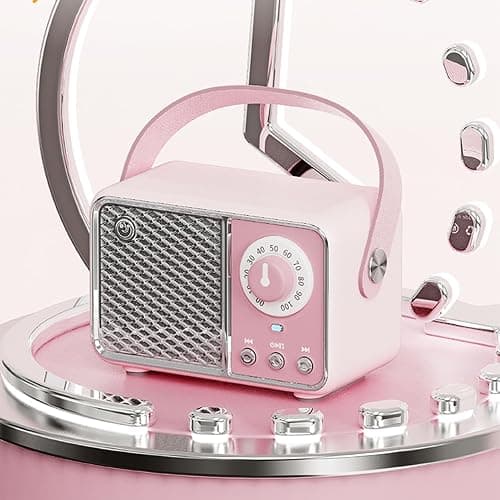 Dosmix Kawaii Room Decor, Retro Bluetooth Speaker,Pink Vintage | Gift for Women Teenage Girl Old Fashion Style for Kitchen Desk Bedroom Office Party Outdoor Vintage Accessories thumbnail 8