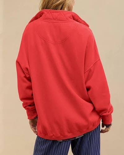 Gacaky Sweatshirt for Women Oversized Casual Long Sleeve Button Henley Neck Pullover Tops Fashion Outfits Clothes thumbnail 5