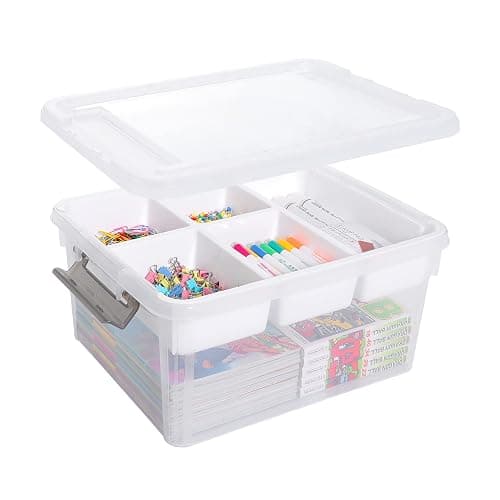 Citylife 17QT Clear Craft Organizers and Storage Box with Removable Tray | Stackable Art Supply Organizer Storage Bins with Lids for Beads, Markers, Sewing, Tools, Playdoh, Coloring Books, Made in USA - Image 1