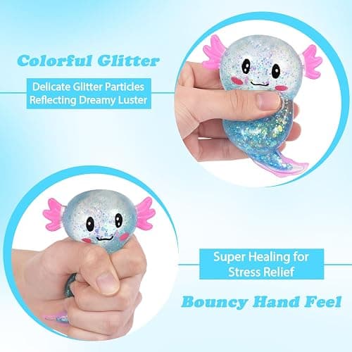 Axolotl Squishy Stress Ball, Soft TPR Slow Rising Squeeze Toy, Cute Axolotl Fidget Toy for Stress Relief, Anxiety Calming Sensory Toy for Kids Adults(Blue Long Tail Axolotl) thumbnail 4
