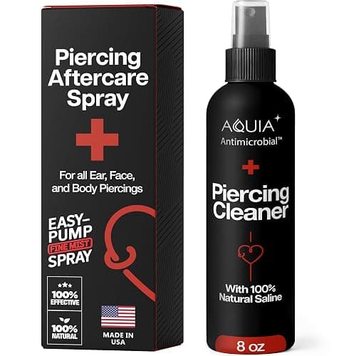 Piercing Aftercare Spray | Ear Piercing Cleaner | Sterile Saline Spray 8oz | Saline Solution for Piercings; Aftercare of Pierced Ear, Septum, Belly, Nose, Body; Pierce Cleaner Salt Mist Bump Solution - Image 1