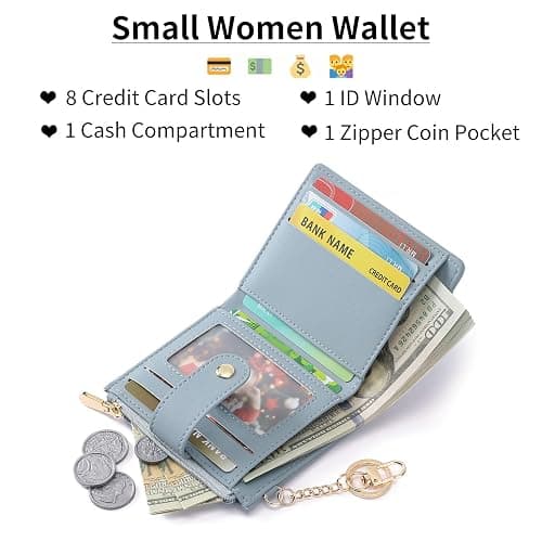 GAEKEAO Slim Wallet for Women, RFID Blocking Credit Card Holder Bifold Wallet with Zipper Coin Pocket, ID Window thumbnail 4