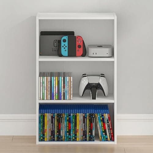 Furinno Basic DVD Shelf, 3-Tier CD Rack, Cube Storage, White | 7 x 17 x 26, Open Shelf for DVD Blueray Game Disc, Organizer Media Shelf, for Living Room, Bedroom, Home Office thumbnail 6