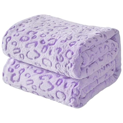 FY FIBER HOUSE Purple Blanket Cheetah Print Throw Blanket Leopard Decor, 50"X60" - Image 1