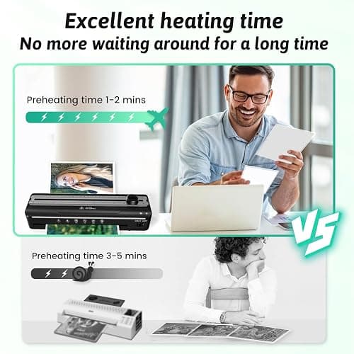 Laminator Machine 9 Inch Laminating Machine - A4 Cold Thermal Laminator Machine with Laminating Sheets, 8.5 x11 Personal Laminators for Teachers 90s Warm up, A4/A5/A6 Laminators for School Home thumbnail 4