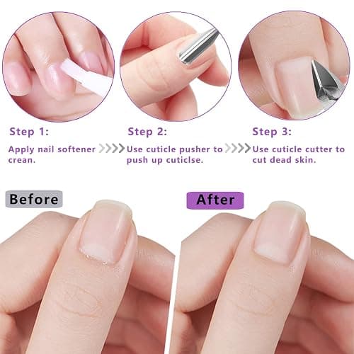 Cuticle Trimmer with Pusher and Scissors, Remover Professional Durable Pedicure Manicure Tools, Stainless Steel Cuticle Nipper Cutter Clipper Nail Tools (Pink Pusher) thumbnail 6