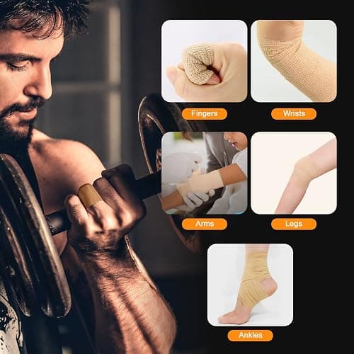 OK TAPE Self Adherent Cohesive Bandages Wrap 12Packs, 2 Inches X 5 Yards, Non-Woven Self Adhesive Athletic Sports wrap Tape, Vet Wrap Bandages Tape, for Thumb Finger Wrist Ankle (White) thumbnail 7