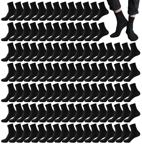 Tergy 50 Pairs Quarter Ankle Socks Crew Socks Athletic Socks for Men Women Breathable Cushion Socks for Running Hiking - One Size - Black - Image 1