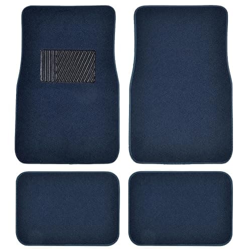 BDK Premium Carpet Blue Floor Mats for Cars - Universal Fit Interior 4-Piece Car Mats Full Set with Vinyl Heel Pad Protector - Cute Car Accessories Interior Floor Covers for SUVs & Trucks - Image 1