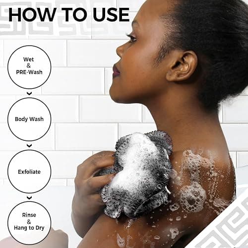 African Net Sponge Authentic - 2 Pieces Exfoliating Body Scrubber Bath Sponge York&Slate - Back Scrubber Washcloth for Shower - Real African Scrub Exfoliator Body Care Bathing Accessorie thumbnail 4