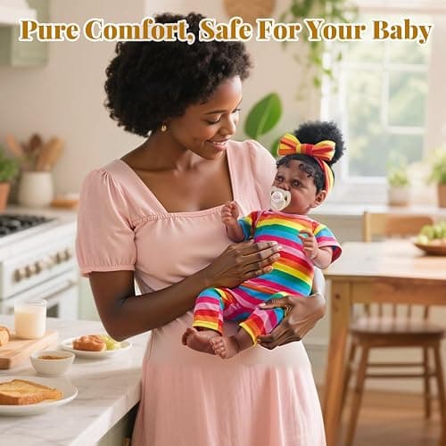 JIZHI Reborn Baby Dolls Black - Lifelike Soft Body African American Realistic-Newborn Girl Doll 20 Inch Best Birthday Gift Set and Toy Accessories Gift for Kids Age 3 - Macie thumbnail 5