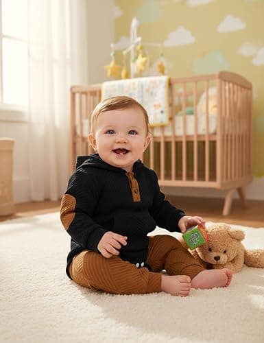 Fommy Baby Boy Clothes Colorblocked Long Sleeve Hoodie + Long Pants 2PCS Fall Winter Outfits Set thumbnail 2