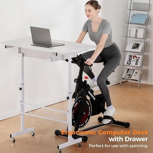 Small Standing Desk Adjustable Height Small Computer Desk Mobile Portable Rolling Laptop Table with Wheels 32" Computer Workstation Sit Stand Desks Portable Standing Table Treadmill desks thumbnail 3