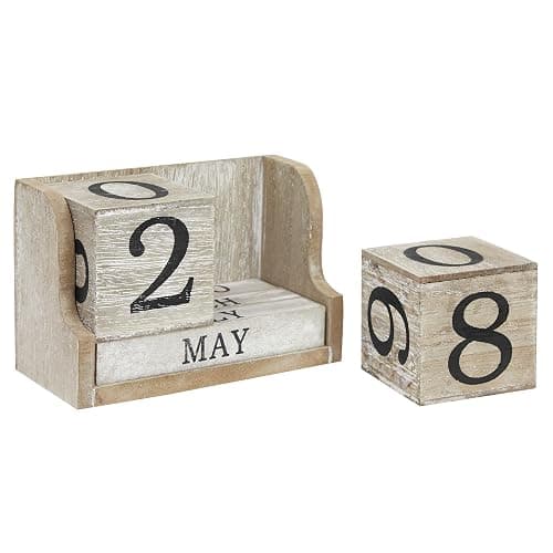 Wooden Perpetual Block Calendar for Desk, Wood Month Date Display Blocks for Teachers, Students, Classroom, Rustic Farmhouse Office Decor, Desk Accessories (5 x 4 In) thumbnail 6