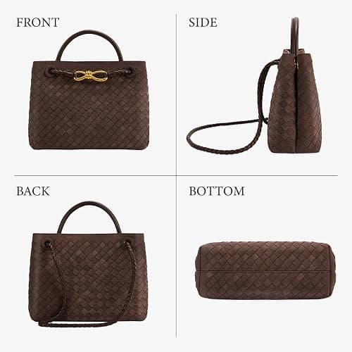 Gewebte Tragetasche für Damen, Leder, Schultertasche, Designer-Handtasche mit Tragegriff oben thumbnail 7
