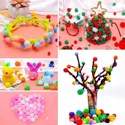 IOOLEEM Multi-Color Pom Poms, 300pcs 1inch, Pom Poms for Arts and Crafts, Pom Pom Balls, Craft Pom Poms. thumbnail 3