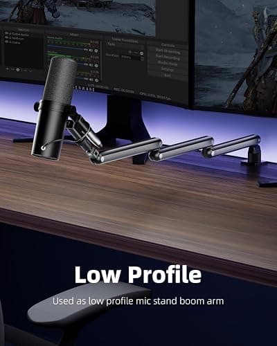 TODI Mic Arm for Lightweight Mics, Microphone Arm Rotatable, Storable Desk Mic Stand for Bear 3LB with Mount Clamp, Mic Stand Boom Arm with Cable Channel with 3/8'' 5/8'' Thread for Podcast, Gaming thumbnail 6