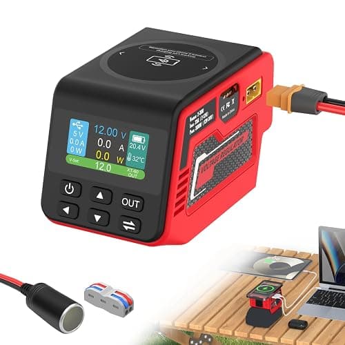 Kzreect 300W Adjustable DC 2–30V Voltage Regulator Compatible with Milwaukee 18V Battery XT60 Output, 100W Type-C, 18W USB-A, 15W Wireless Charger, LCD Display (Battery Not Included) - Image 1