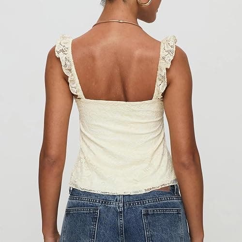 Meihuida Women's Lace Babydoll Cap Sleeve Tank Top thumbnail 4