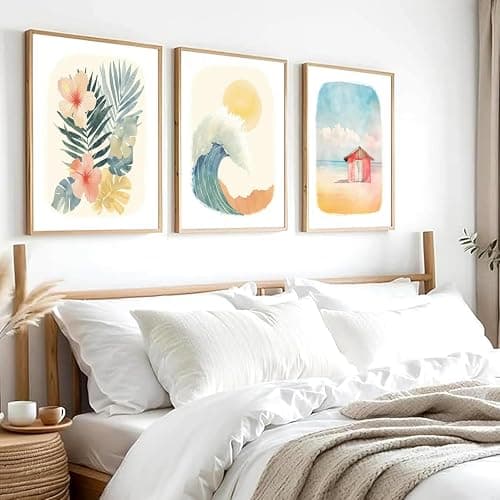 Beach Nursery Poster, Set of 6 Ocean Kids Wall Art Watercolor Summer Surf Wall Decor Beachy Boys Room Decor Funny Teen Coastal Surfboard Canvas Prints Aesthetic Unframed 8x10 inch thumbnail 7