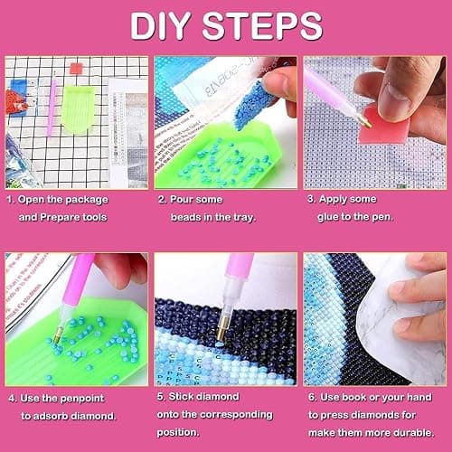 YOLENIX Diamond Art Kits for Adults Beginner, Pink Bookstore DIY Modern Diamond Painting Kits 5D Diamond Dots Gem Art Crafts with Tools,Round Full Drill Crafts for Home Wall Decor&Gift-12x16in thumbnail 8