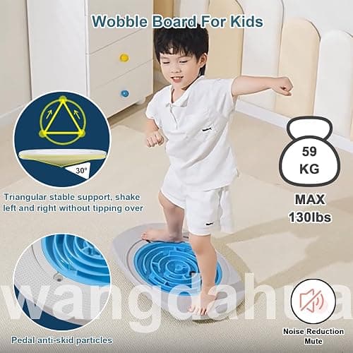 Balance Board for Kids, 20 inch Maze Rocking Seesaw with 2 Balls, 3 Replacement Labyrinth Boards, Toddler Wobble Board for Sensory Training, Non-Slip Pedals, Max Load 130 Lbs thumbnail 3