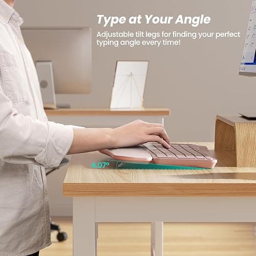 Nulea RT05 Wireless Ergonomic Keyboard, Split Keyboard with Wrist Rest, USB-C Charging, 7-Color Backlight, Natural Typing, Bluetooth and USB Connectivity, Compatible with Windows,Mac(Pink) thumbnail 4
